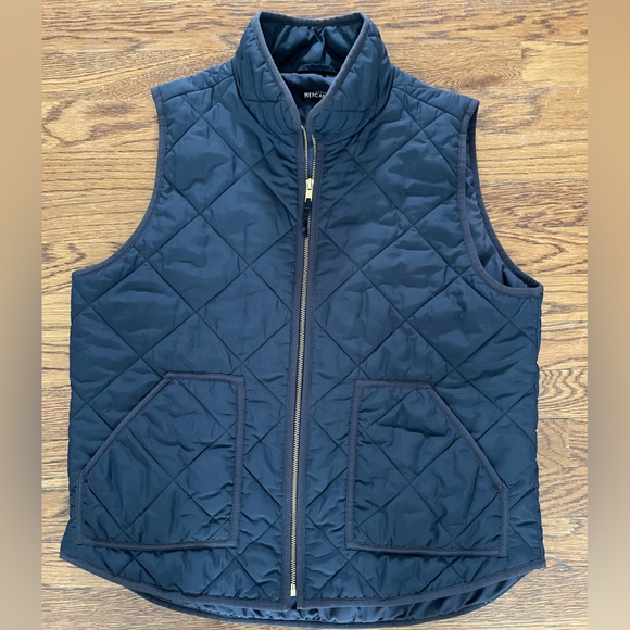 J.Crew Mercantile Women’s L Quilted Puffer Vest Navy Lightweight Layering - Picture 2 of 9